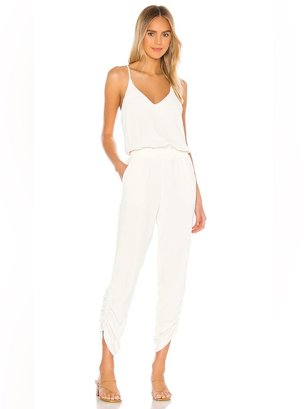 Amanda Uprichard White V-Neck Spaghetti Strap Jumpsuit